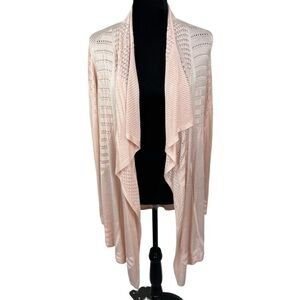 T Tahari Woman’s Peach Color Open drape front knitted cardigan long sleeve